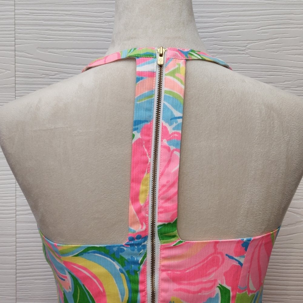 Lilly Pulitzer Cotton Back Zip Shift Dress Size 0 Strapless Racerback - Picture 5 of 12